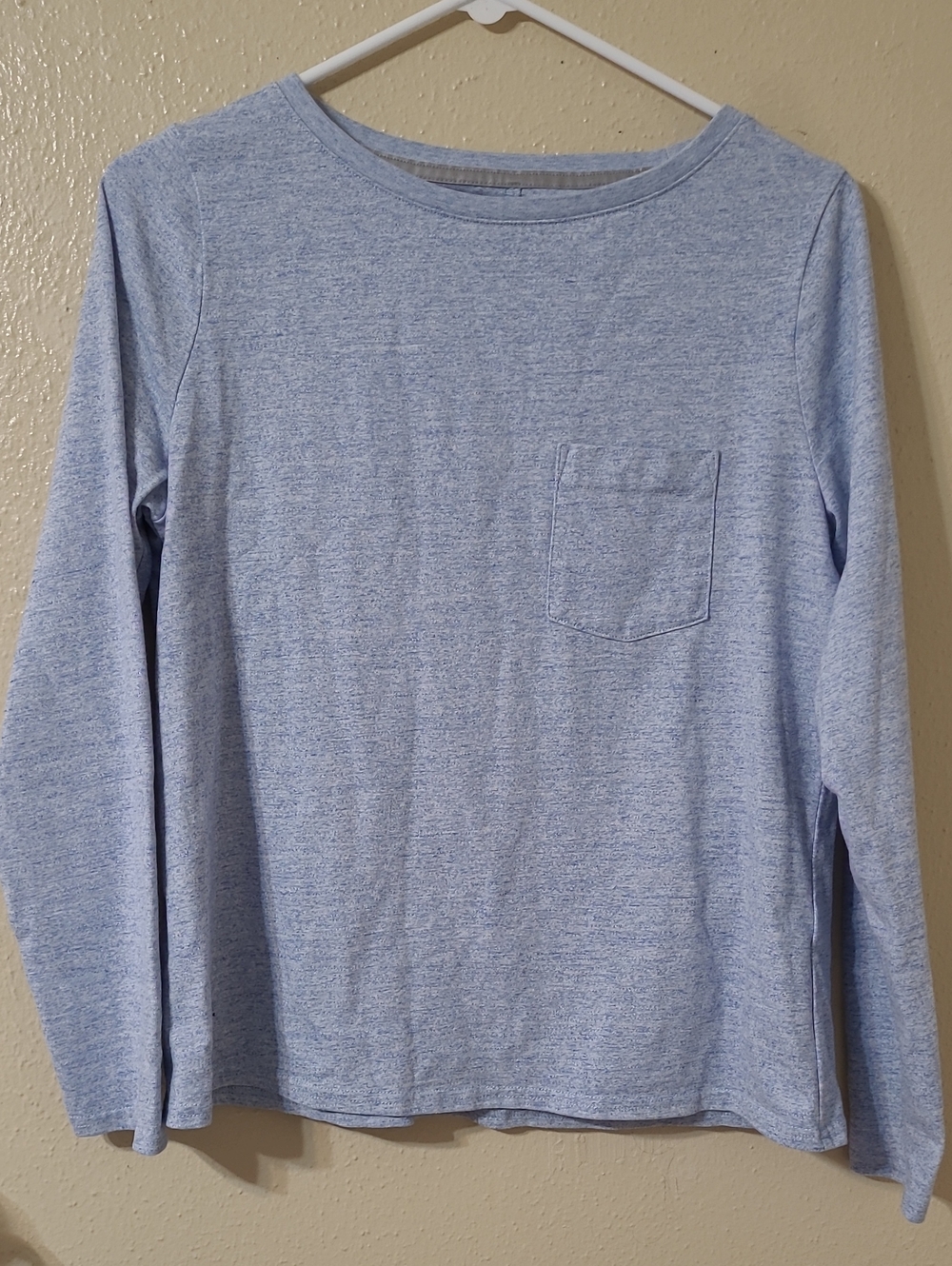 Light Blue Long-Sleeve Pocket Tee for Women